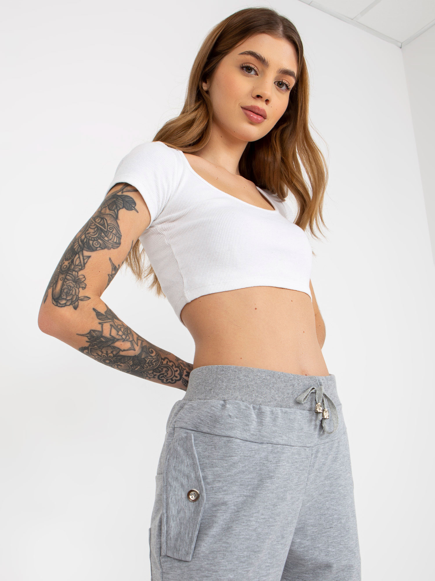 Wholesale Gray Women's Sweatpants with Pockets