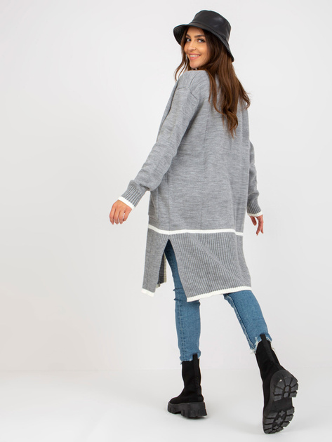 Hurtownia Szaro-ecru długi kardigan bez zapięcia RUE PARIS