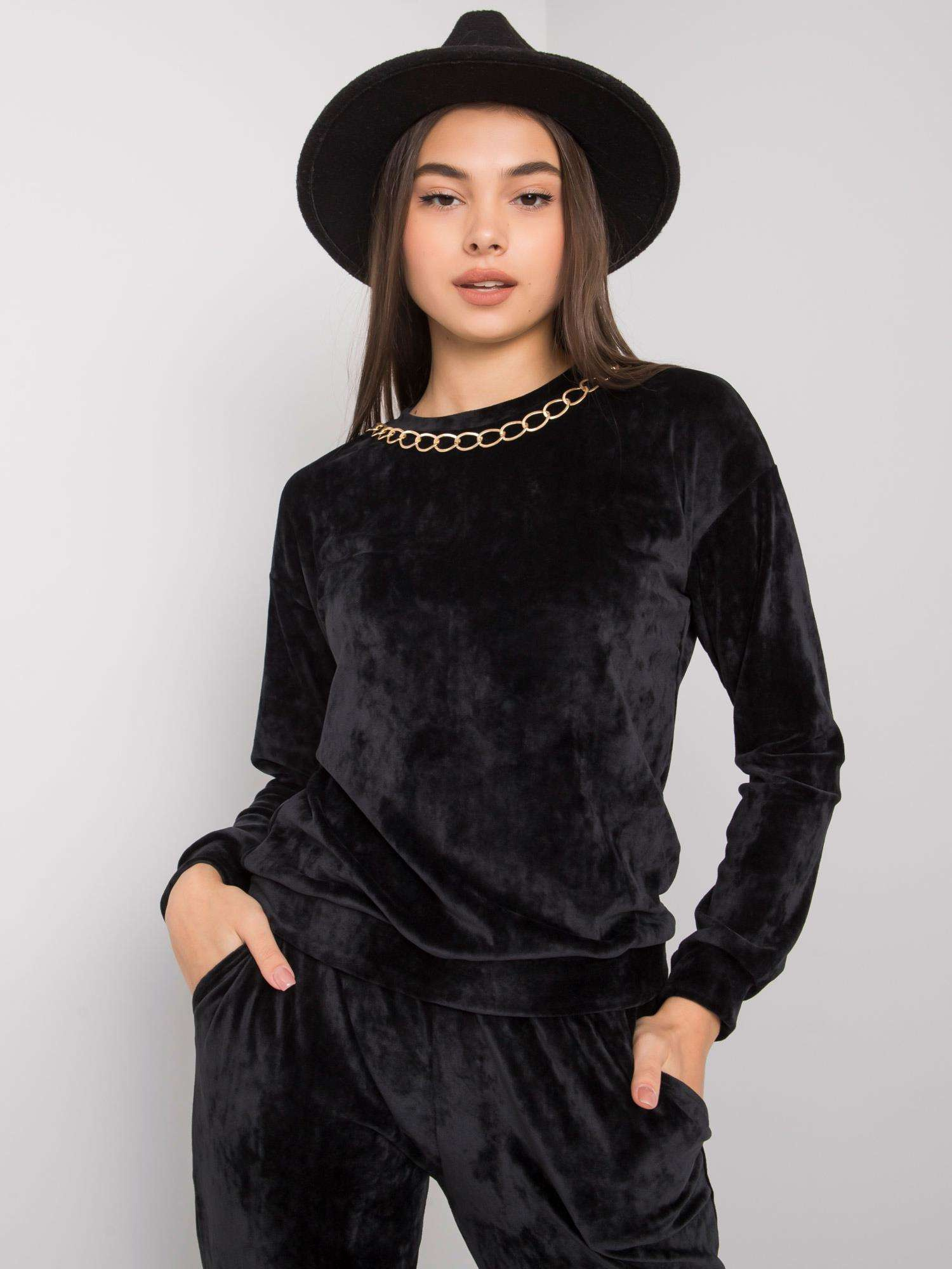 Black Two-Piece Velour Set Hartford
