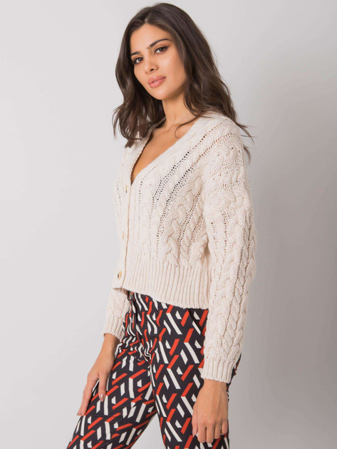 Beżowy sweter na guziki w warkocze Avezzano SUBLEVEL