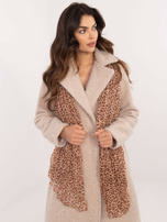 Hurtownia Camelowo-jasnobrązowa chusta z printem