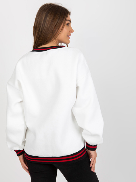 Hurt Biała dresowa bluza z nadrukiem i dekoltem V