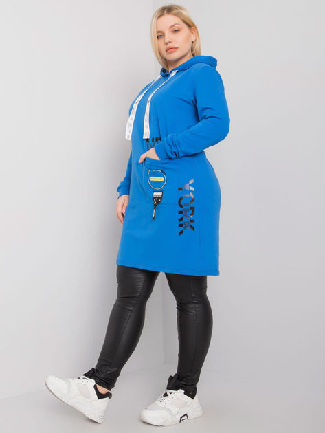 Ciemnoniebieska tunika plus size z kapturem Ashford