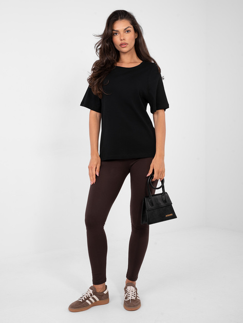 Czarny t-shirt basic w jednolitym kolorze RUE PARIS