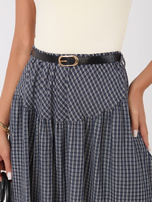 Granatowa letnia spódnica z falbaną 