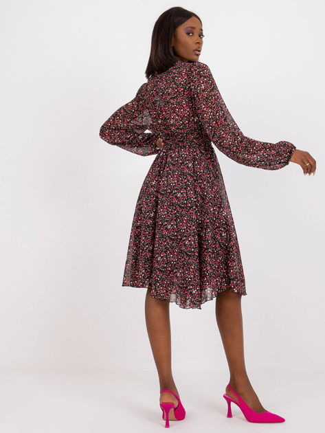 Czarna sukienka z printami z długim rękawem ZULUNA