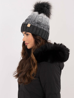 Hurt Ciemnoszara zimowa czapka w warkocze RUE PARIS