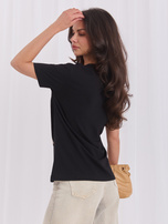 Czarny t-shirt z aplikacjami Agathe