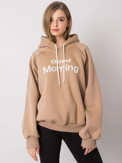 Ciemnobeżowa ocieplana bluza oversize z kapturem Alice