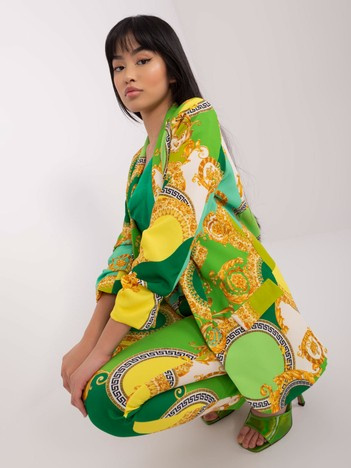 Hurt Zielono-żółta damska marynarka z rękawem 3/4