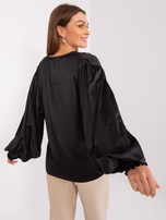 Hurt Czarna damska koszula z ozdobnymi guzikami