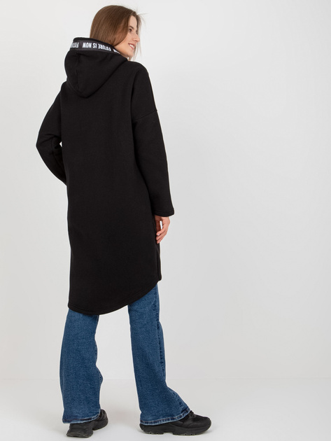 Hurt Czarna dresowa długa bluza rozpinana z kapturem