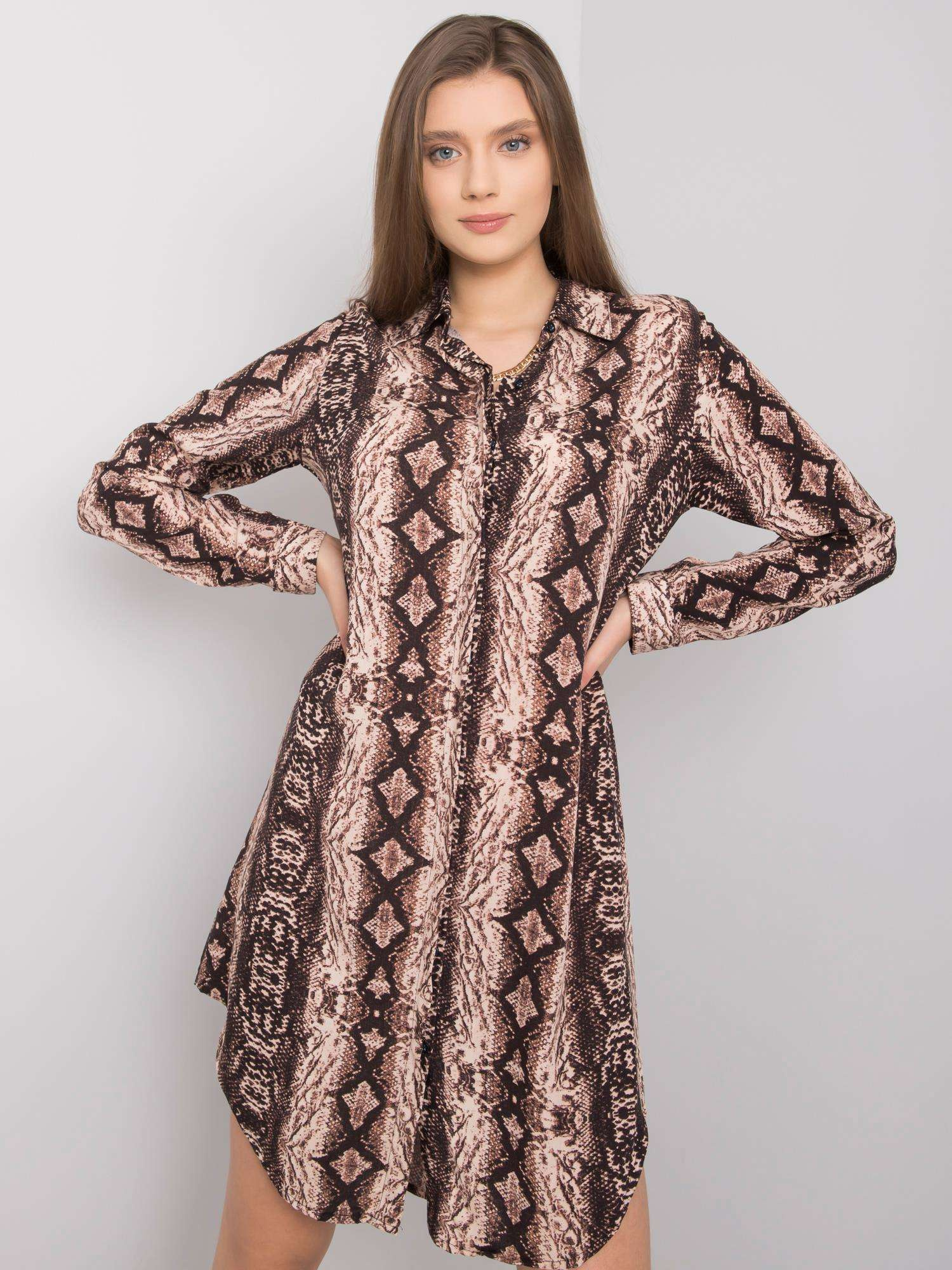 Braunes Kleid mit Mustern Venice RUE PARIS.