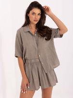 Ciemnobeżowy dwuczęściowy komplet na lato OCH BELLA 