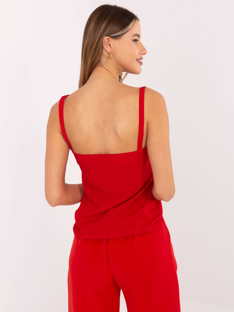 Czerwony damski top z dekoltem V