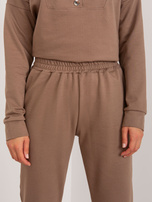 Hurt Brązowy damski komplet casualowy ze spodniami