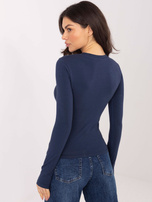 Granatowy damski longsleeve z okrągłym dekoltem