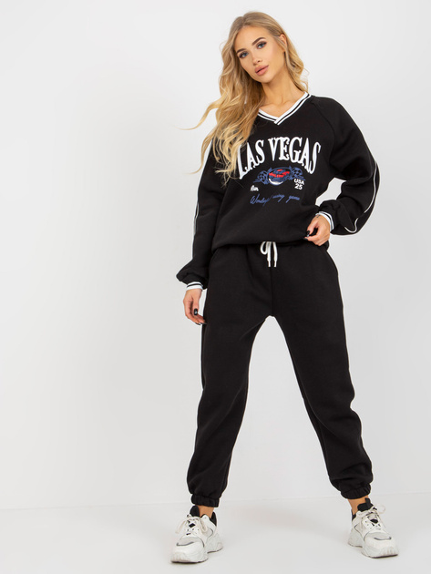 Hurt Czarny komplet dresowy o kroju oversize z nadrukiem