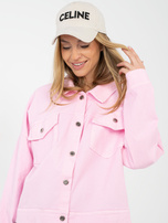 Jasnoróżowa jeansowa kurtka z kieszeniami RUE PARIS 