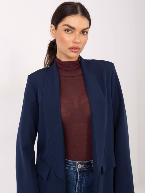 Granatowa marynarka z marszczonym rękawem