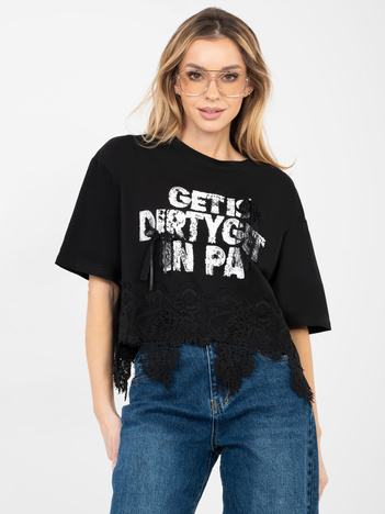 Czarna damska bluzka oversize z kokardkami 