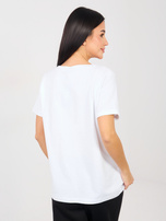 Biały bawełniany t-shirt basic RUE PARIS 