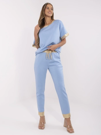 Niebieski casualowy komplet z wiskozą