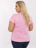 Różowa bluzka plus size z okrągłym dekoltem