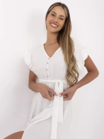 Biała midi sukienka z rozcięciem