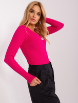 Hurtownia Fuksjowa bluzka z długim rękawem w prążek