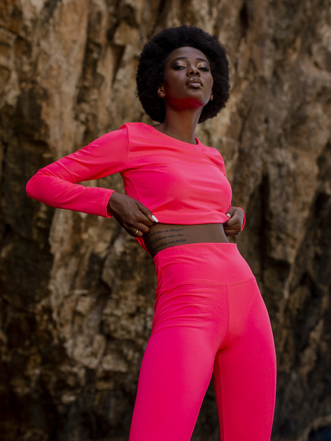 Fluo różowy gładki komplet sportowy Patrice