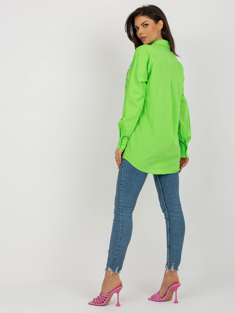 Hurt Jasnozielona koszula z nadrukiem o kroju oversize