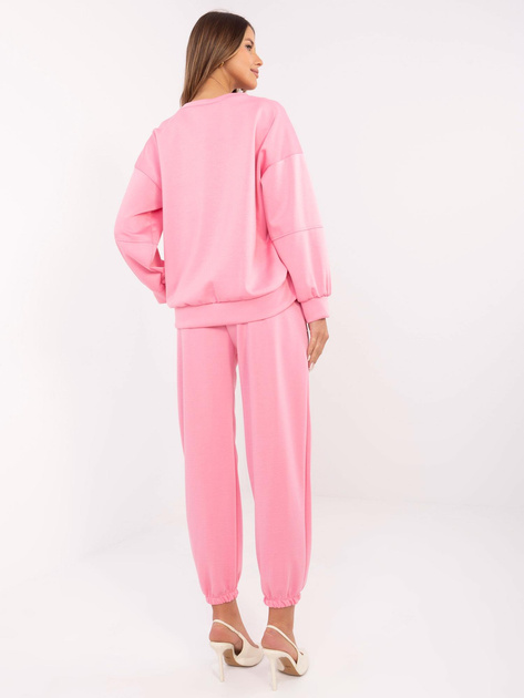 Hurt Różowy dresowy komplet z bluzą bez kaptura