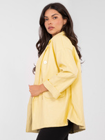 Jasnożółta marynarka oversize z ekoskóry RUE PARIS 