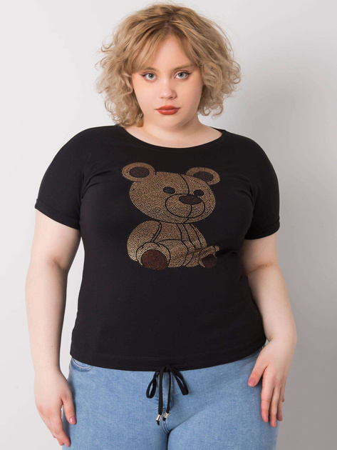 Czarna bluzka plus size z dżetami Luce