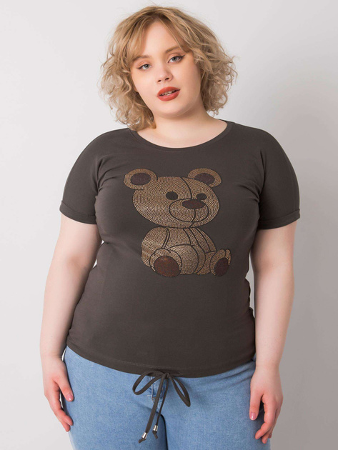 Ciemna khaki bluzka plus size z dżetami Luce