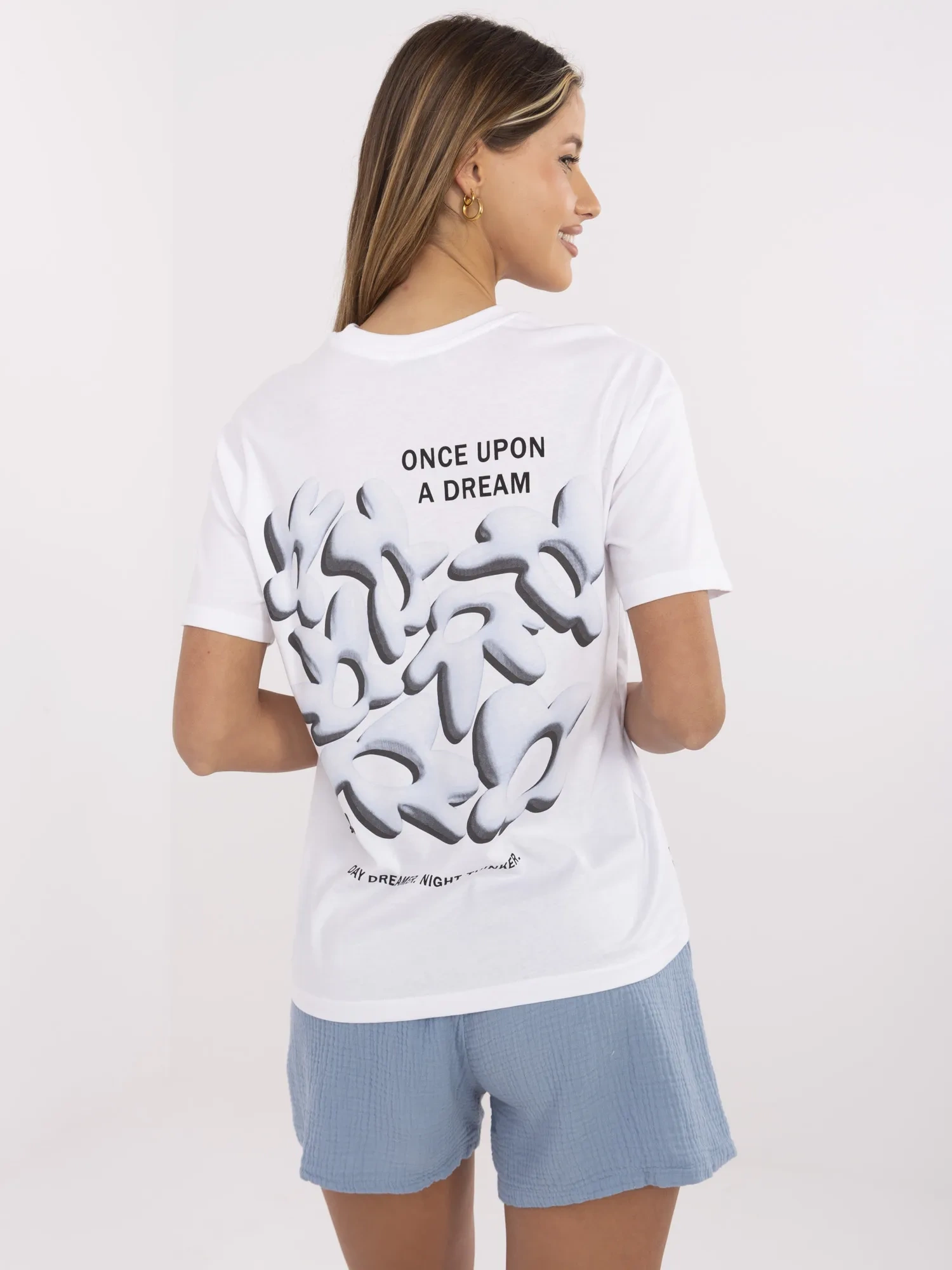 T-shirt biało-niebieski