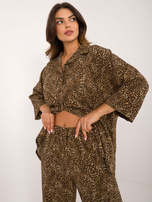 Hurt Ciemnobeżowo-czarny dwuczęściowy komplet w panterkę