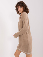 Hurtownia Ciemnobeżowa sukienka dzianinowa z wełną