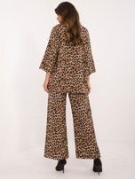 Hurtownia online Beżowo-czarny luźny komplet w panterkę