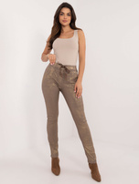 Hurt Ciemnobeżowe połyskujące spodnie z wiązaniem