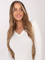 Ecru bluzka basic z długim rękawem RUE PARIS