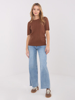 Jasnobrązowy damski sweter z okrągłym dekoltem 