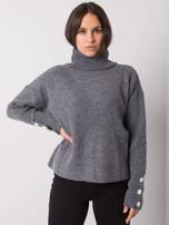 Dark grey women's turtleneck sweater Emrie RUE PARIS