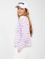 Jasnofioletowy sweter sweter oversize w paski