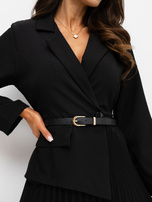 Czarna elegancka sukienka z paskiem RUE PARIS 