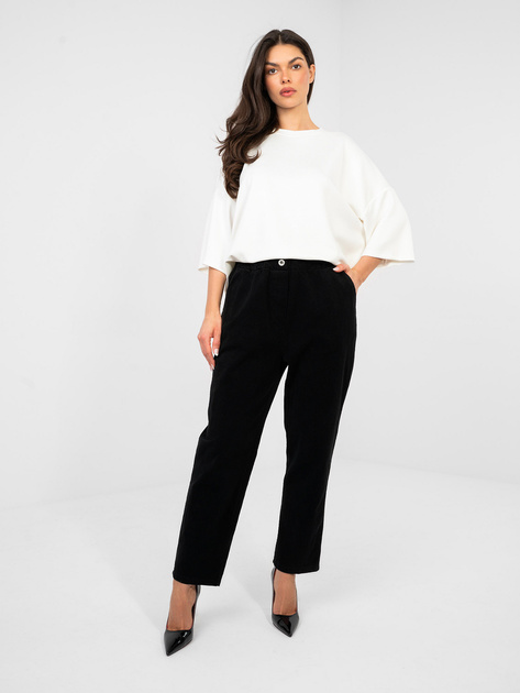 Czarne damskie spodnie paperbag z sztruksu