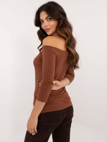 Hurt Brązowa dopasowana bluzka hiszpanka Blink BASIC FEEL GOOD