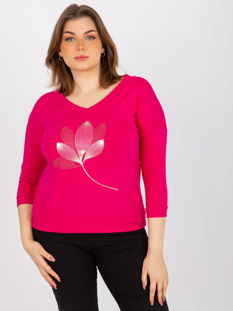 Hurtownia Fuksjowa bluzka plus size z dekoltem V 