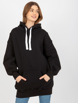 Hurt Czarna dresowa długa bluza basic o kroju oversize 